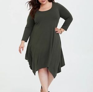 Torrid Army Green Sharkbite Hem Jersey Dress